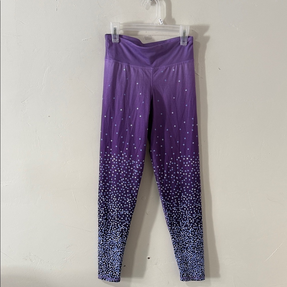 C9 by Champion Purple Leggings with White and Blue Dots